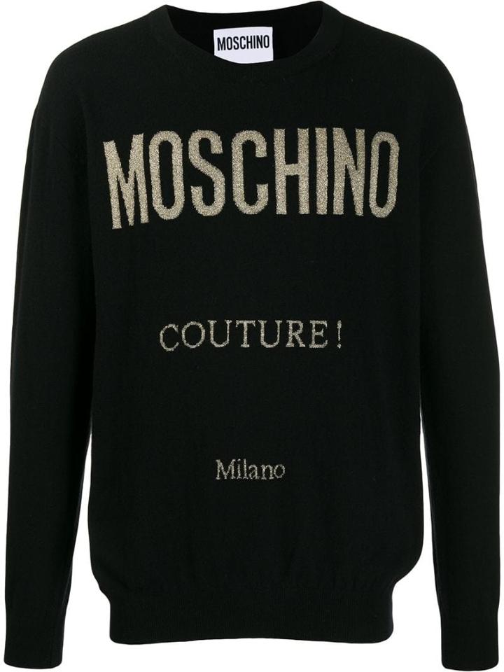 Moschino Metallic Logo Knit Jumper - Black
