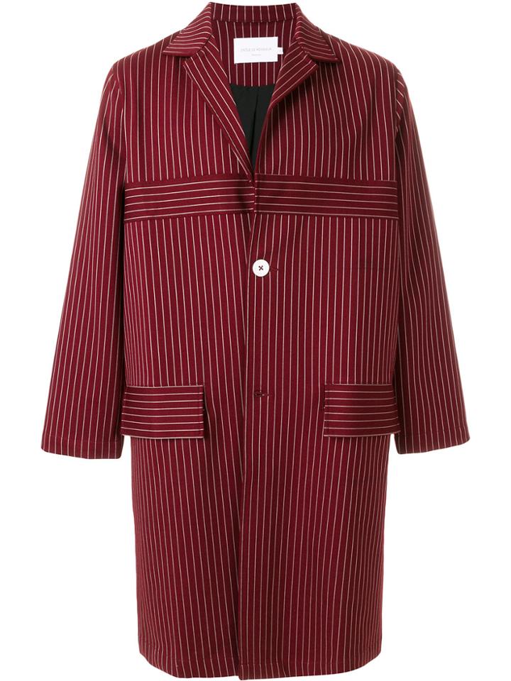 Drôle De Monsieur Pinstripe Coat - Red