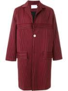 Drôle De Monsieur Pinstripe Coat - Red