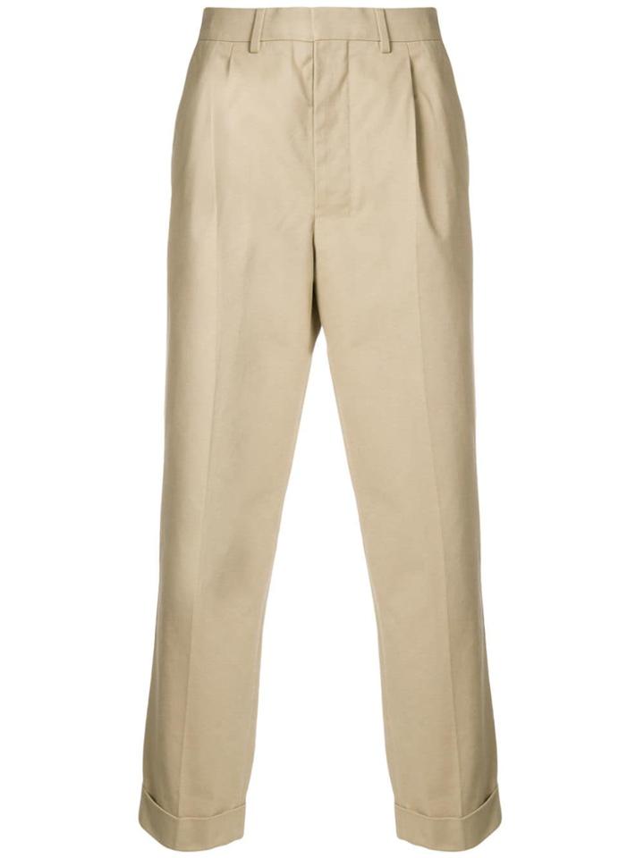 Ami Alexandre Mattiussi Pleated Carrot Fit Trousers - Neutrals
