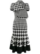 Alexander Mcqueen Houndstooth Jacquard Midi Knit Dress - Black