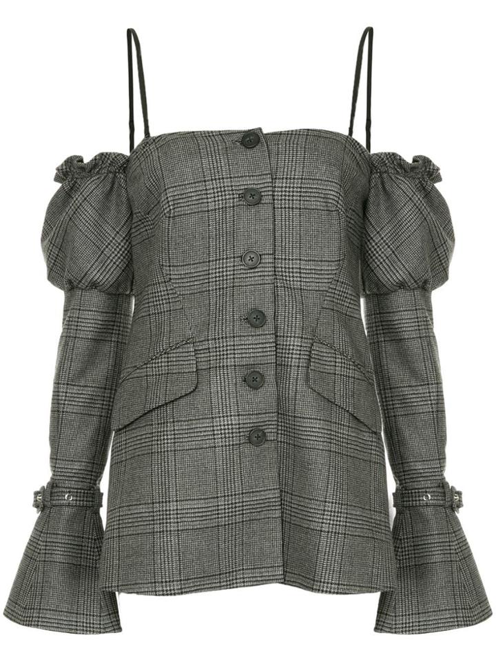Jonathan Simkhai Checked Print Blouse - Grey