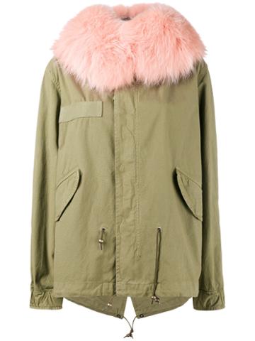 Mr & Mrs Italy - Racoon Fur Hood Unlined Parka Jacket - Women - Cotton/polyester/racoon Fur - Xs, Green, Cotton/polyester/racoon Fur