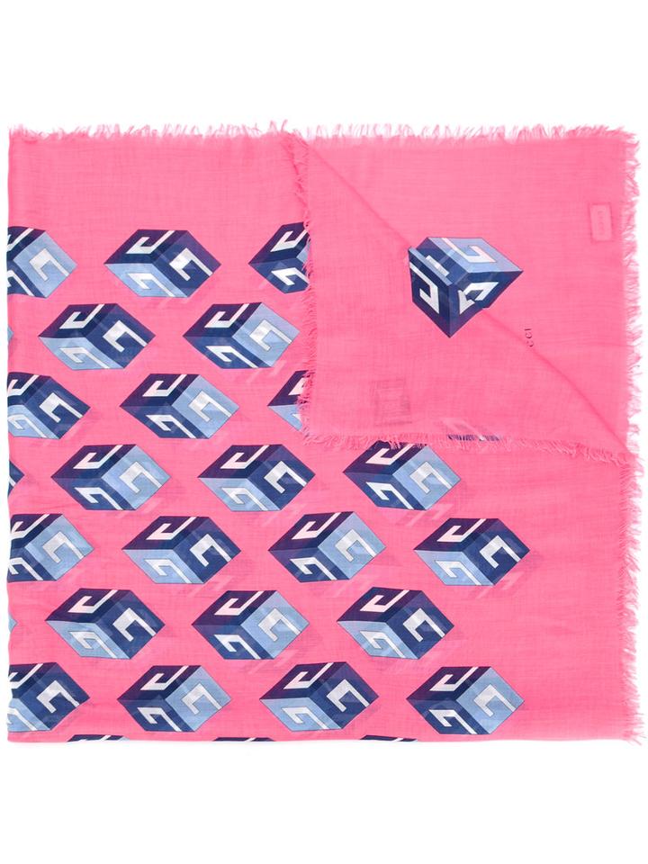 Gucci Cube Print Shawl, Pink/purple, Modal/shell