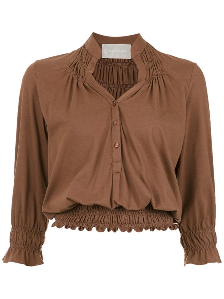 Lilly Sarti Ruched Lastex Blouse - Brown
