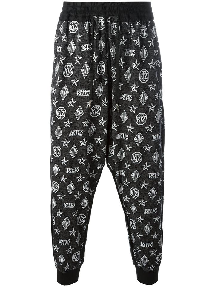 Ktz Monogram Harem Trousers, Men's, Size: Xl, Black, Cotton