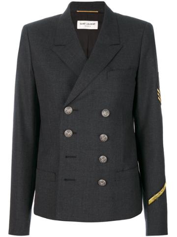Saint Laurent Oversized Officer Jacket - Grey
