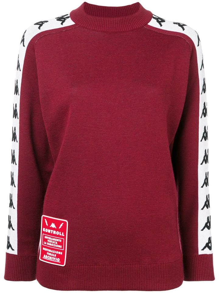 Kappa Side Panelled Knitted Sweater - Red