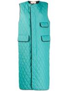 Plan C Sleeveless Quilted Coat - Green