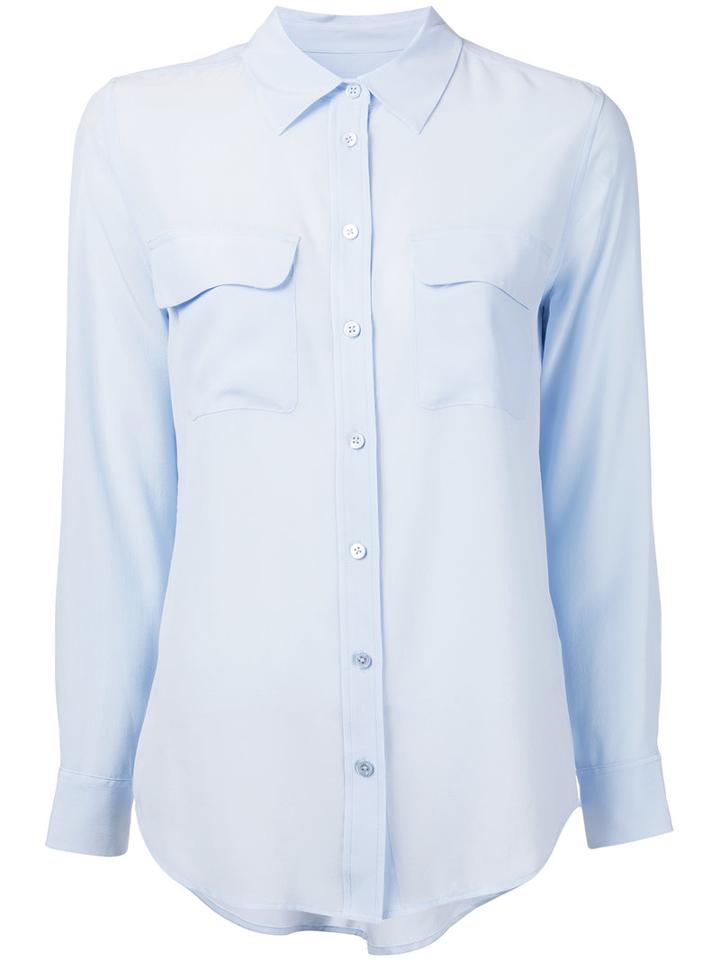 Equipment - Classic Shirt - Women - Silk - Xs, Blue, Silk