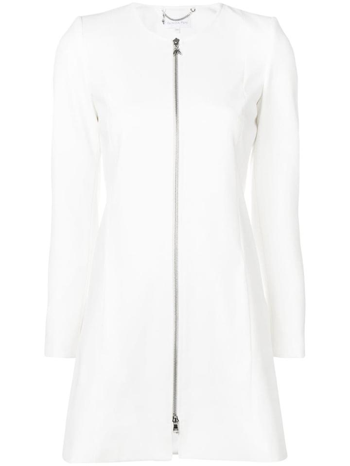 Patrizia Pepe Long Front Zip Jacket - White