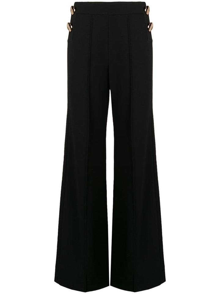 Edward Achour Paris Side Buttons Flared Trousers - Black