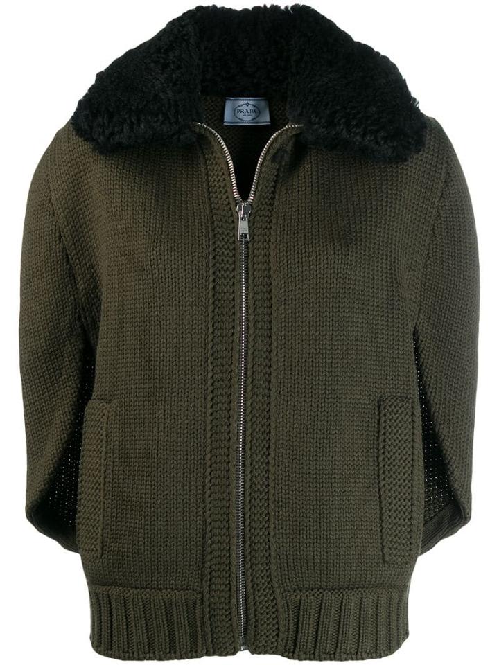 Prada Zipped Knitted Cape - Green