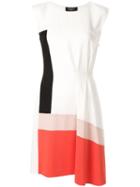 Paule Ka Colour-block Flared Dress - White