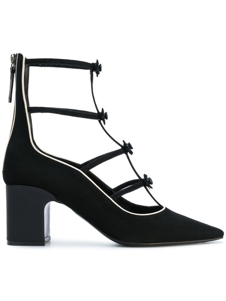 Fabrizio Viti Daisy-appliquéd Block-heel Pumps - Black