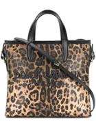 Dolce & Gabbana Leopard Medium Market Shopping Tote - Black