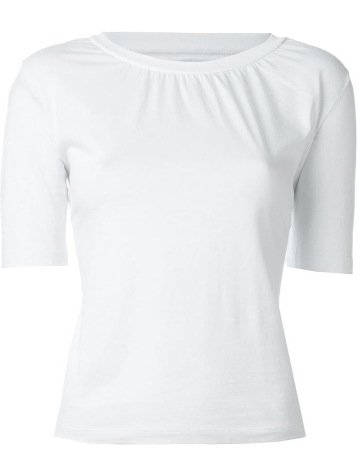 Mm6 Maison Margiela Gathered Neck Open Back T-shirt, Women's, Size: S, White, Cotton
