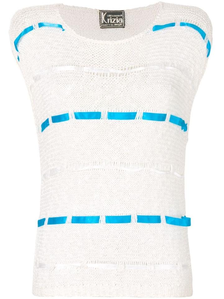 Krizia Pre-owned Open Weave Knitted Blouse - Neutrals