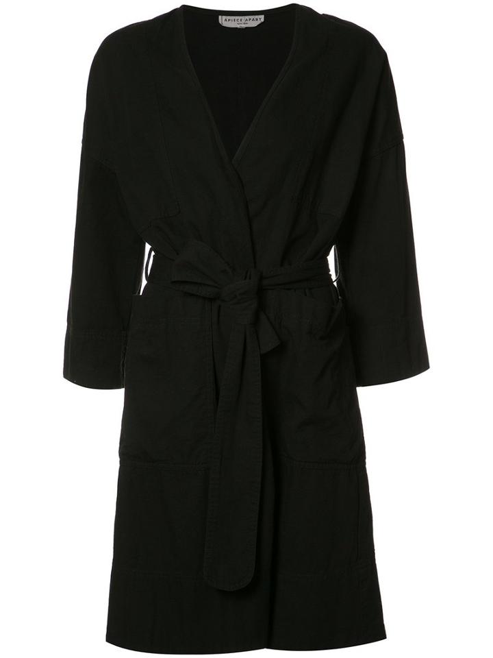 Apiece Apart Belted Coat, Women's, Size: Large, Black, Cotton