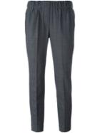 Brunello Cucinelli Pleated Cropped Trousers, Women's, Size: 44, Grey, Polyester/spandex/elastane/acetate/virgin Wool