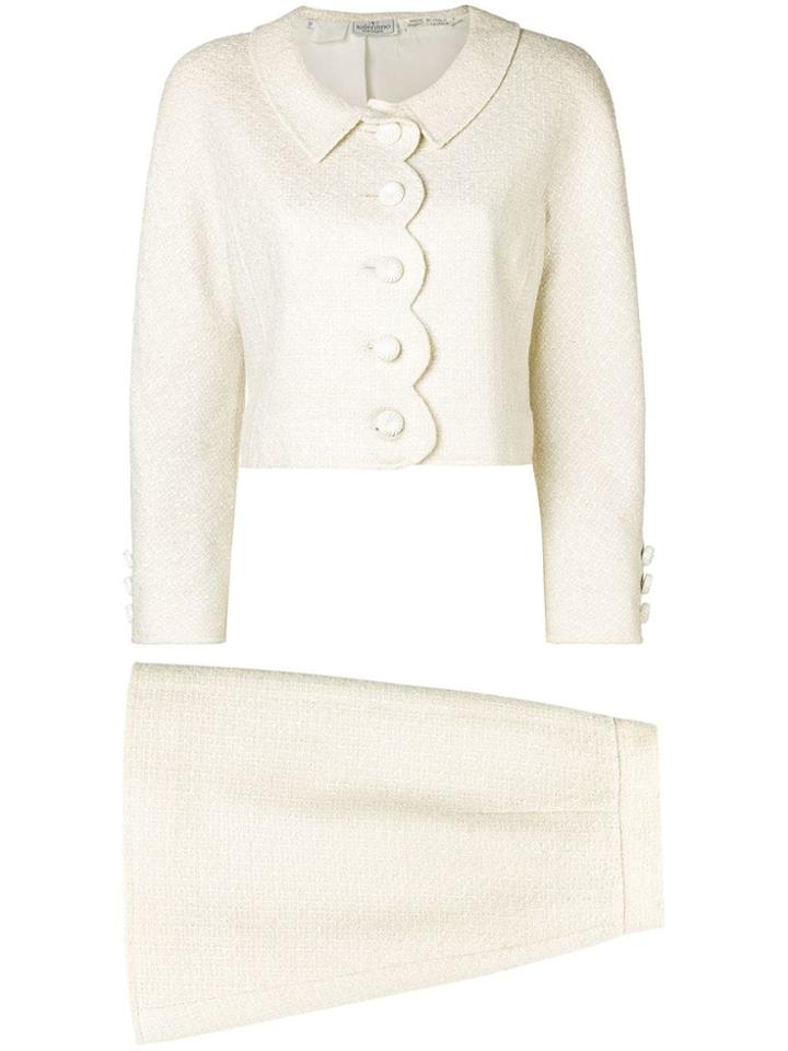 Valentino Vintage Scalloped Detailing Skirt Suit - White