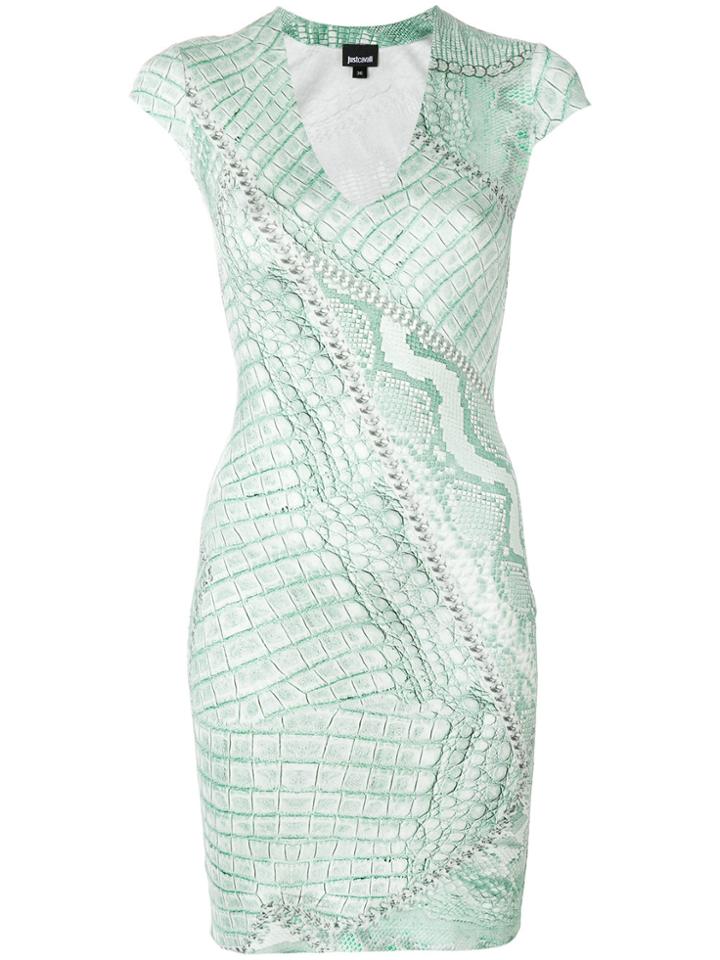 Just Cavalli Snakeskin Print Bodycon Dress - Green