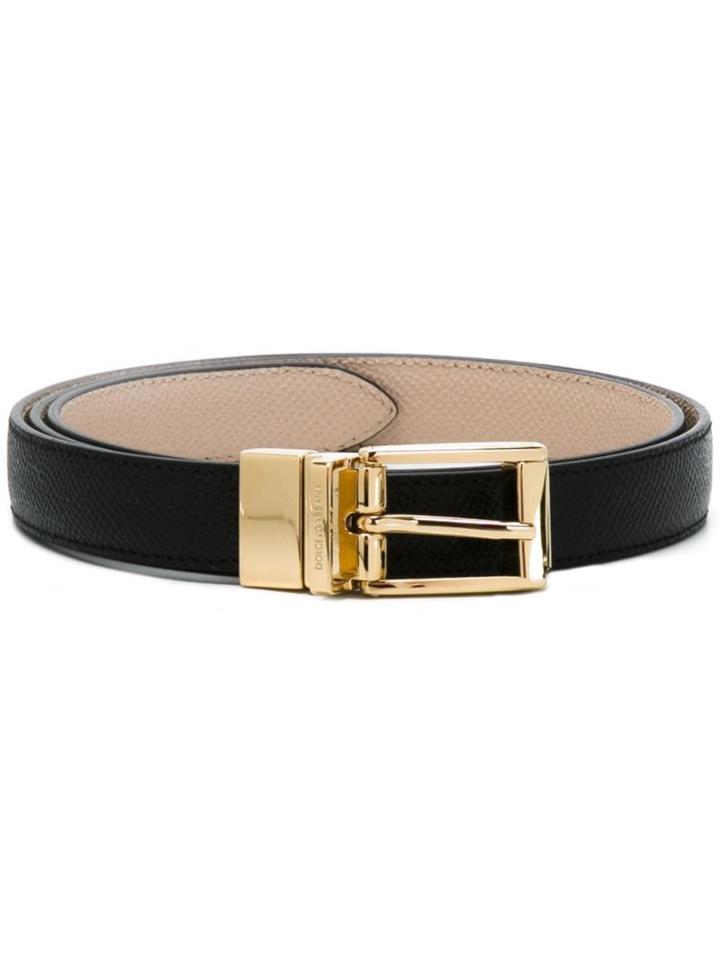 Dolce & Gabbana Classic Thin Belt, Women's, Size: 75, Black, Calf Leather