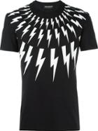 Neil Barrett Lightning Bolt Print T-shirt, Men's, Size: Large, Black, Cotton
