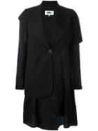 Mm6 Maison Margiela Deconstructed Pinstriped Coat, Women's, Size: 40, Black, Cupro/viscose/wool