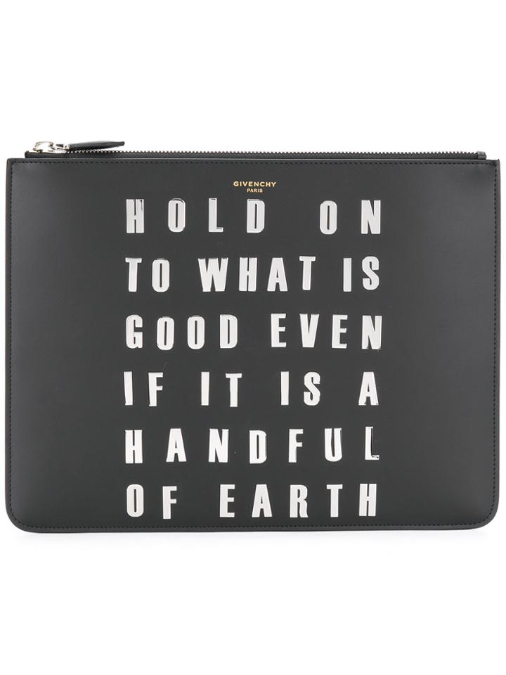 Givenchy Studded Slogan Clutch - Black