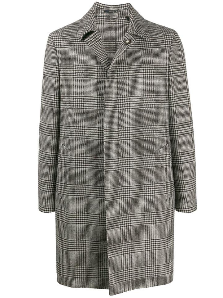 Lardini Lapel-petal Check Coat - Black