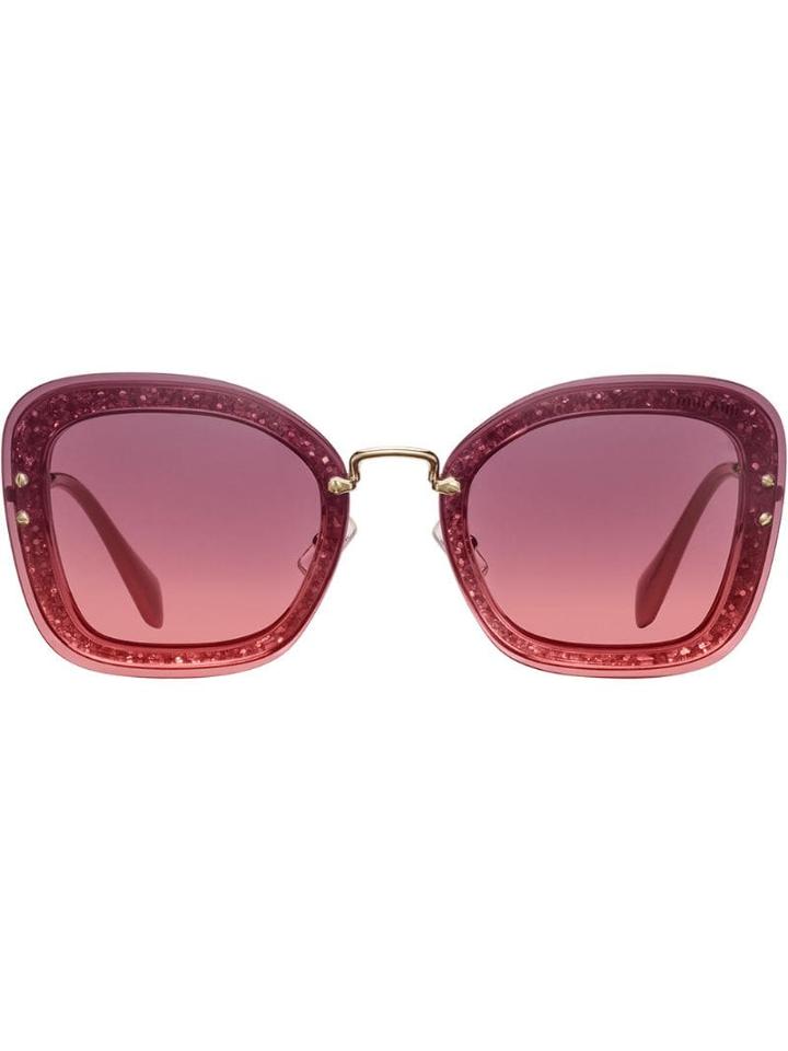 Miu Miu Eyewear Reveal Oversized Glitter Frame Sunglasses - Grey