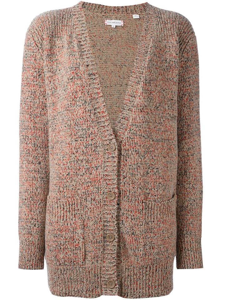 Chinti And Parker Flecked Marl Long Cardigan, Women's, Size: Small, Pink/purple, Merino