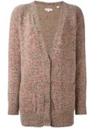 Chinti And Parker Flecked Marl Long Cardigan, Women's, Size: Small, Pink/purple, Merino