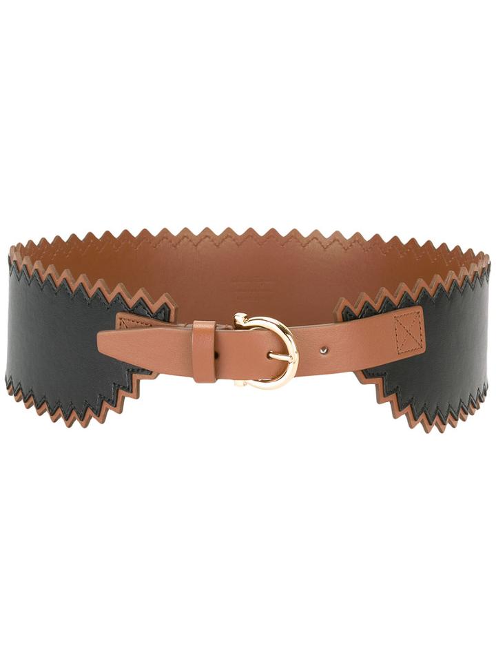Salvatore Ferragamo High Belt, Women's, Size: 85, Black, Calf Leather