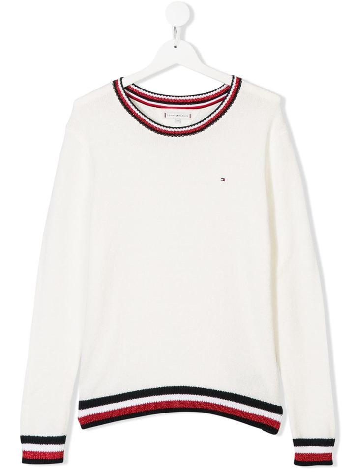 Tommy Hilfiger Junior Teen Contrast-trim Jumper - White
