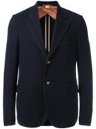 Gucci Two Button Textured Blazer, Size: 56, Blue, Cotton/polyamide/spandex/elastane/cupro