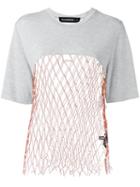 Filles A Papa Mesh Panel T-shirt, Women's, Size: Ii, Grey, Viscose/polyester/sheep Skin/shearling