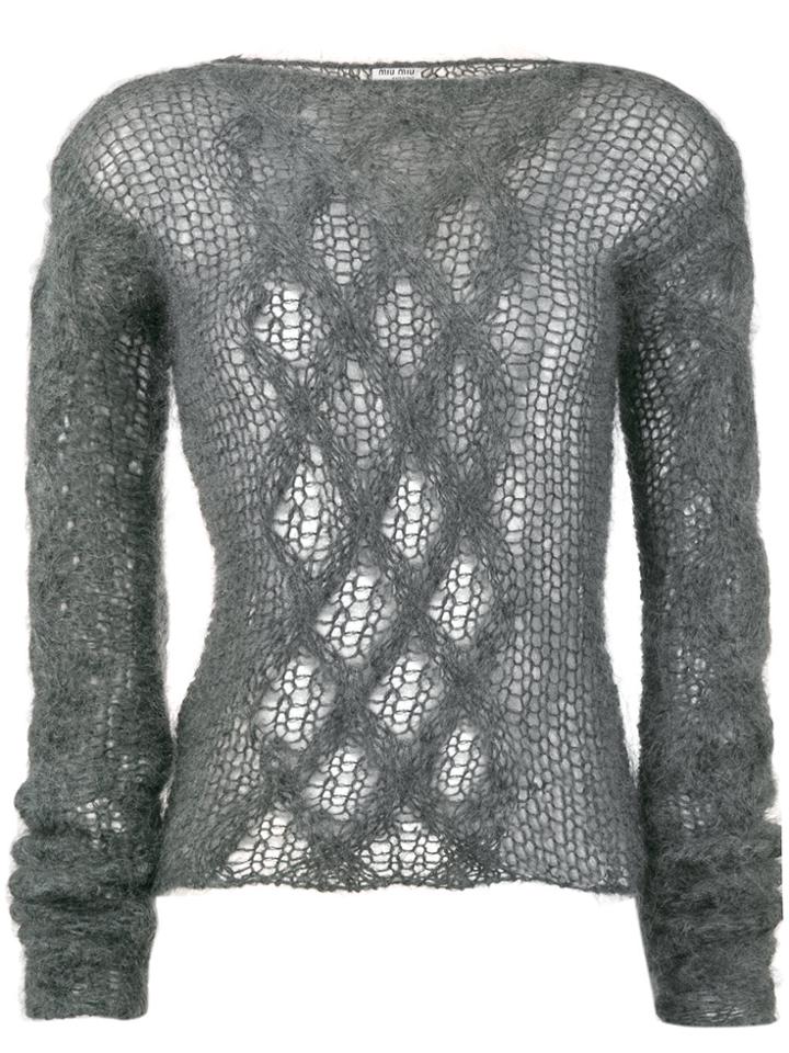 Miu Miu Open Knit Jumper - Grey