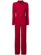 Norma Kamali Belted Jumpsuit - Red