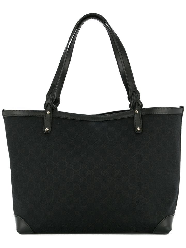 Gucci Vintage Gg Pattern Tote Bag - Black