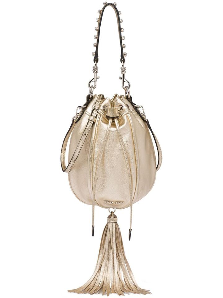 Miu Miu Crystal Strap Bandoleer Bag - Gold