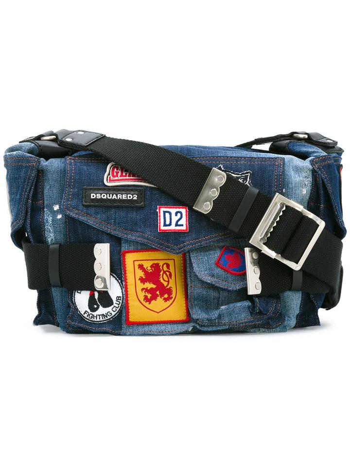 Dsquared2 - Patched Denim 'postman' Bag - Women - Cotton - One Size, Blue, Cotton