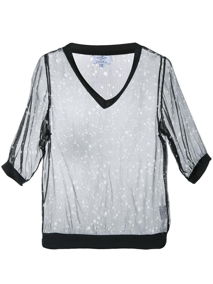 Lydia L. - Sibyla Shooting Stars Cropped Top - Women - Silk - 34, Black, Silk