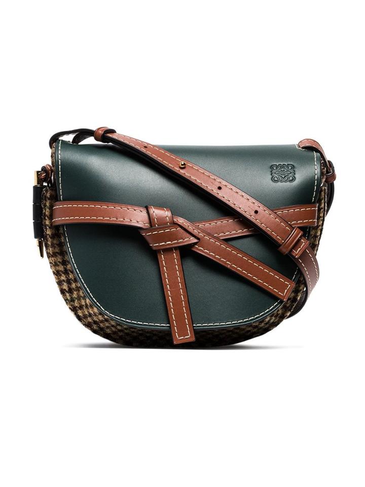 Loewe Black Small Knot Detail Tweed Shoulder Bag - Green