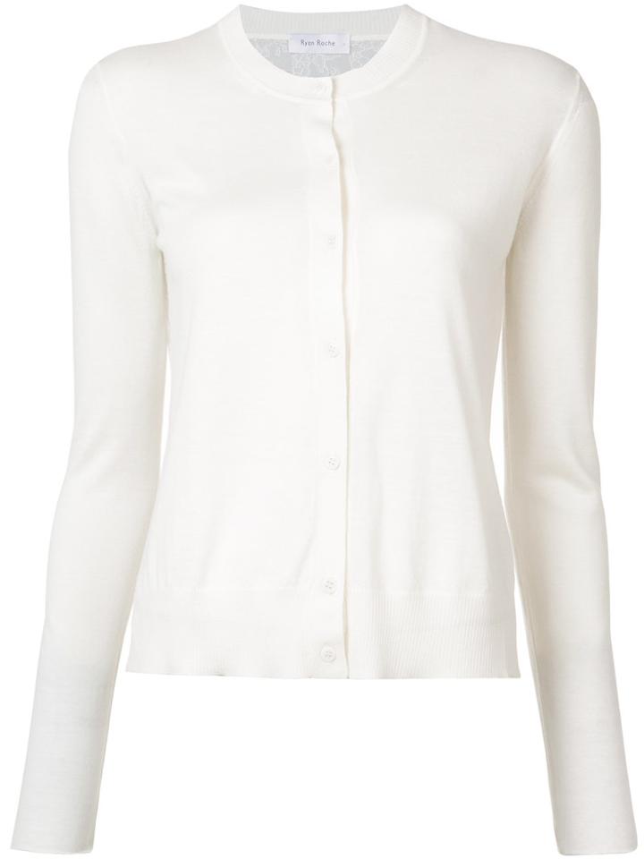 Ryan Roche - Slim-fit Cardigan - Women - Silk/cashmere - S, Women's, White, Silk/cashmere