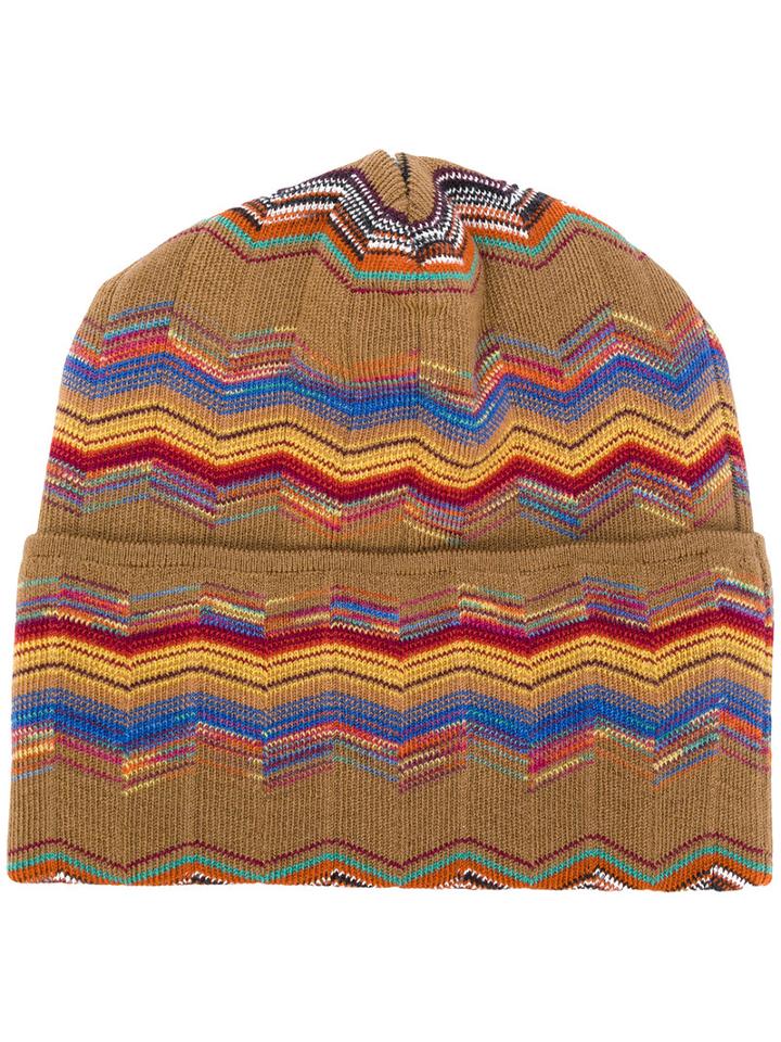 Missoni - Patterned Beanie - Men - Nylon/wool - One Size, Nude/neutrals, Nylon/wool