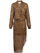 Michelle Mason Leopard Print Wrap Dress - Brown