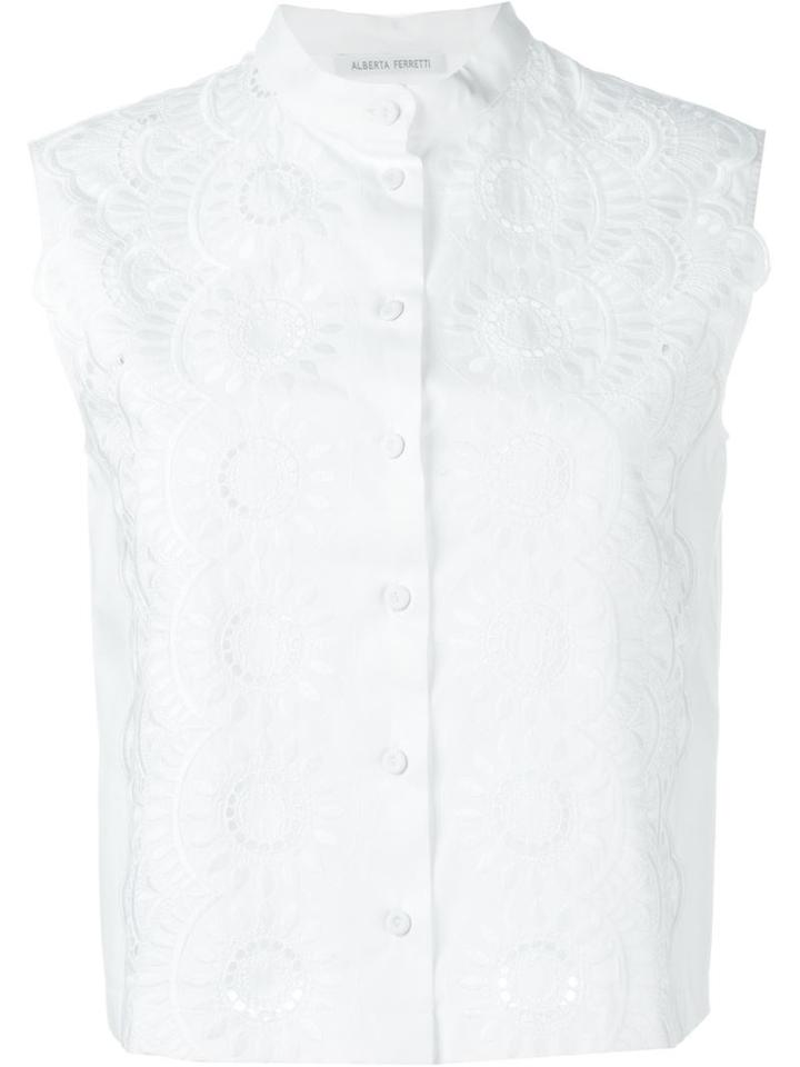 Alberta Ferretti Mandarin Collar Embroidered Shirt