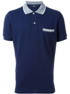 Fay Contrast Collar Polo Shirt, Men's, Size: M, Blue, Cotton